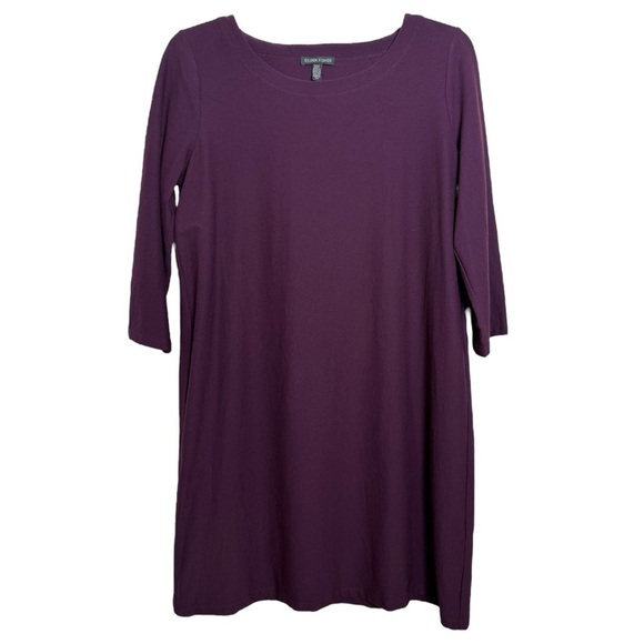 Eileen Fisher 3/4 Sleeve Mini Dress Size Small Purple System - Picture 1 of 6